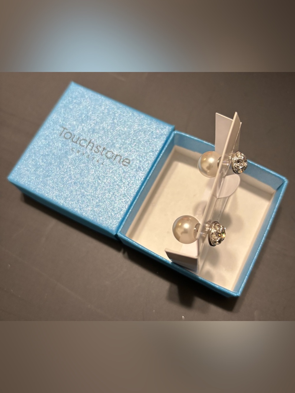 Pearl and Crystal Stud Earrings - White Pearls